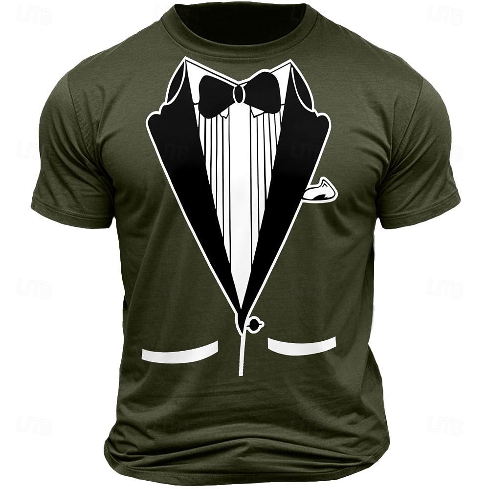 Men's Funny Tuxedo Graphic Short Sleeve T-Shirt In Black