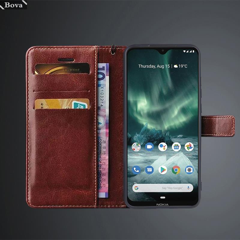 Kortelių laikiklis PU odinis dėklas Nokia 6.2 / Nokia 7.2 atverčiamas dėklas retro piniginės krepšys priglundantis dėklas verslo Fundas Coque