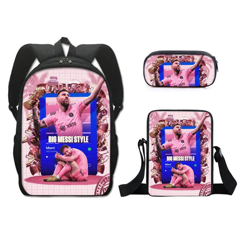 Modern Miami Messi Backpack Set With Breathable Polyester And Lightweight Design For School Use