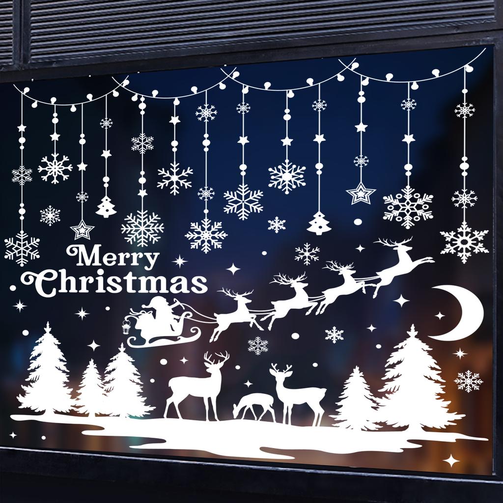 Neue Weihnachtsdekorationen Weihnachtsfensteraufkleber weiße Schneeflocken-Fensteraufkleber Fensterdekoration