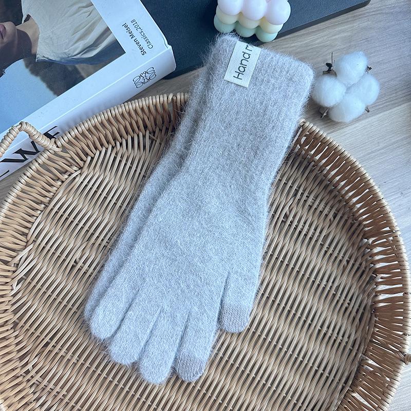 Wind Rabbit Plush Cute Warm Knitted Wool Gloves Long Girl Pink Thickened Soft Cold-proof