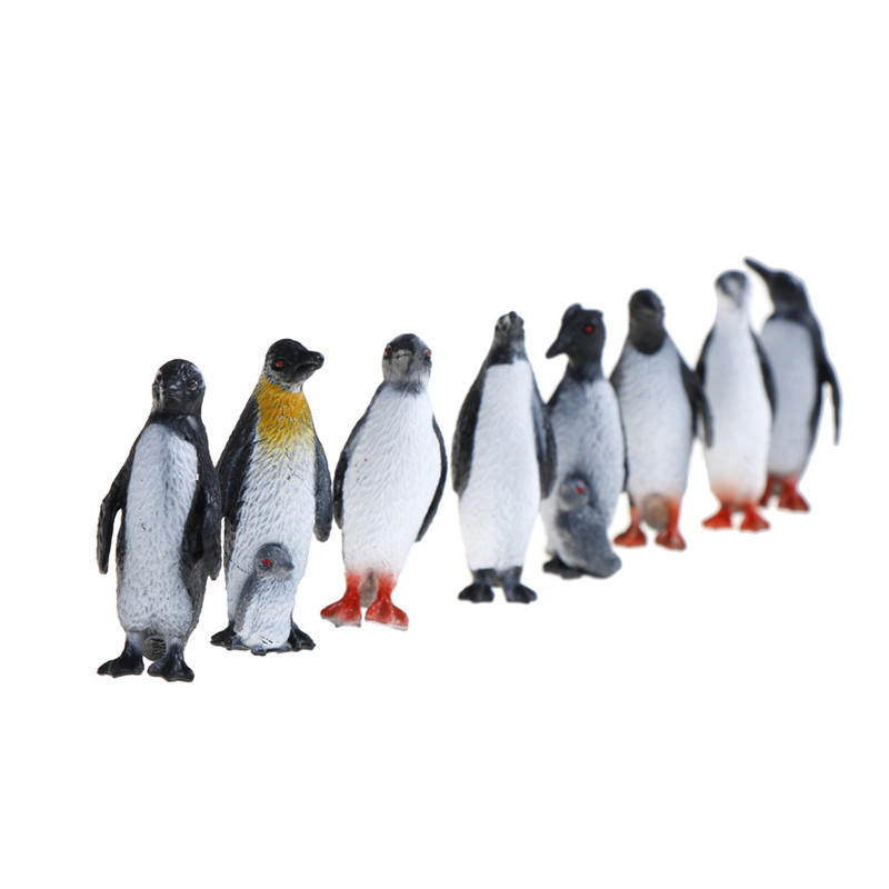 8Pcs/Set Plastic Ocean Animal Small Penguin Figure Model Toy
