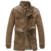 Herren Herbst Winter Stehkragen Mittellange Freizeitjacke Slim Fit Einfarbig PU Lederjacke