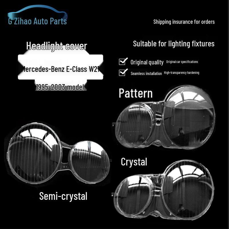 Fits 99-05 Mercedes-Benz E-Class W210 Headlight Lens Cover: Transparent PC Mask Crystal Face.