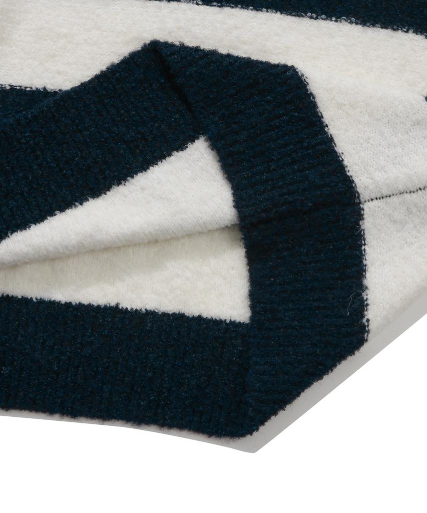 COVERNAT Boucle Yarn Rugby Knit Dark Navy