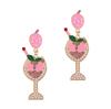 European and American New Cute Color Drip Oil Fashion Strawberry Wine Glass Earrings Pearl Alloy Diamond-encrusted Goblet Earrings Women
