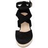 Allegra K Women's Espadrilles, Platform, Closed-Toe, Wedge Heel Sandals, Black, Size 24.5cm