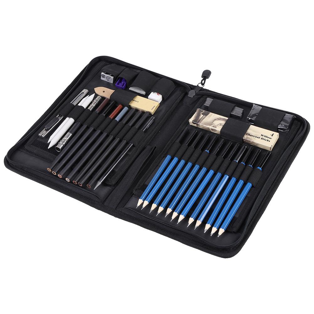 40PCS Professional Sketching Drawing Pencils Kit Set Art Supplies Students Painting Tool