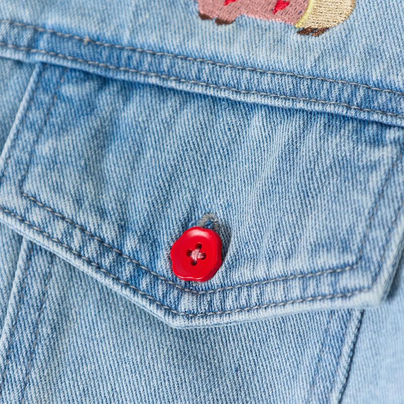 Girls' Embroidered Puppy Denim Jacket