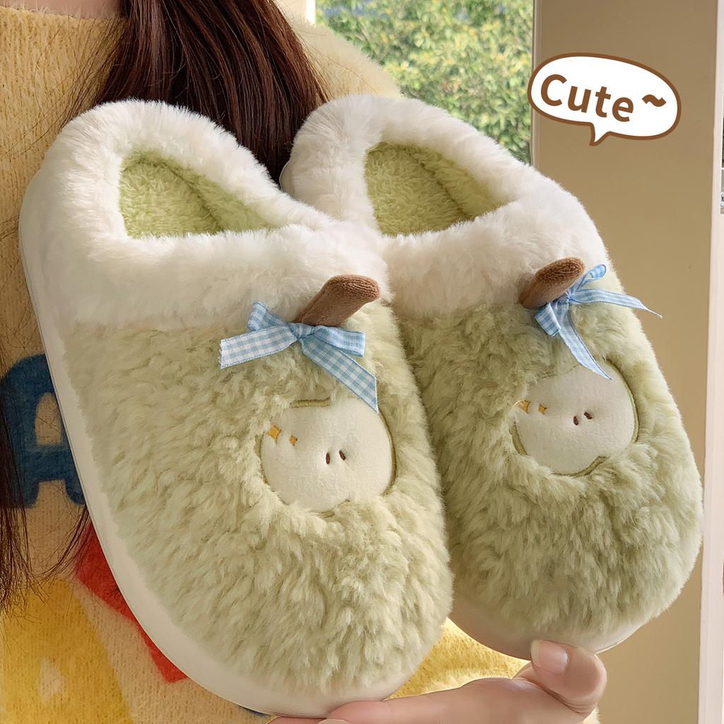 Cute Plush Cotton Slippers Winter 2025 New Home Non-slip Soft Bottom Thick Bottom Couple Indoor Warm Slippers