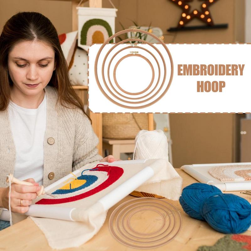 Embroidery Hoop Embroidery Frame Ring Set of 4 Wood Adjustable Sewing Hoops Frames for Art Craft and Wall Decoration