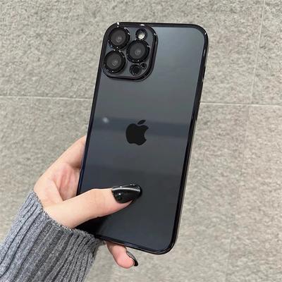 Lüks Kaplama Şeffaf Silikon Kılıf iPhone 14 11 12 13 Pro 15 16 Pro Max Plus Mini X XS XR SE 2020 Kılıfları Lens Koruma Kapağı