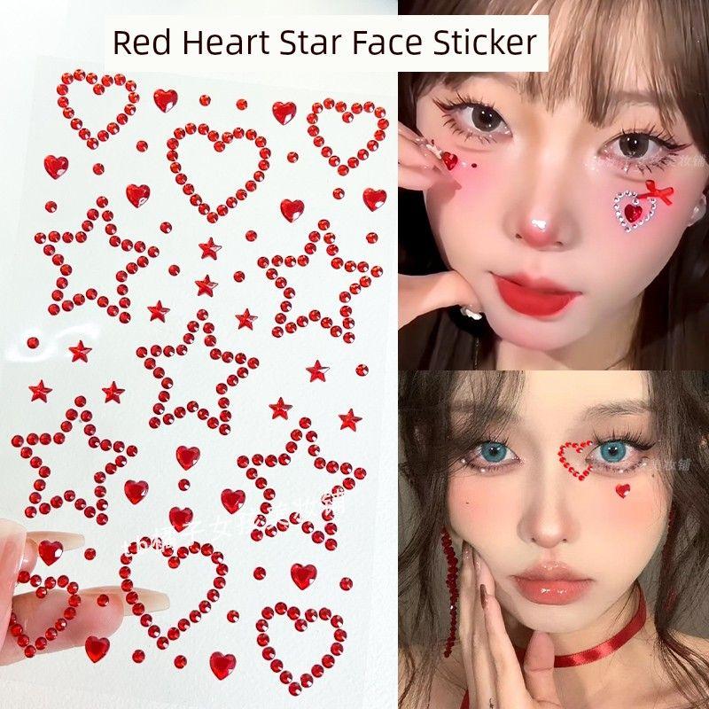 Music Festival Makeup Face Pasters Butterfly Ornament Star Moon Stick-on Crystals Concert Face Sticker Ornament Ornament Rhinestone Bright Diamond