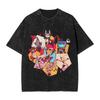 American Anime Hazbin Hotel Graphic T-shirt Washed Oversized Y2k Men Women Short Sleeve Casual Cotton Tee Crew Neck Clothing Female Male Tee Shirts