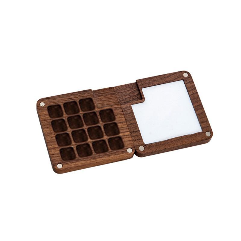 Empty Wooden Watercolor Palette  Travel Portable Mini Watercolor Acrylic Paint Box Square Tray Box Art Painting Supplie