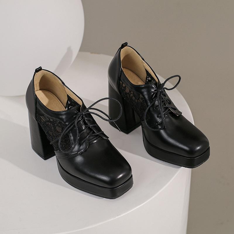 Fashion Slip On Square Toe Shoes Casual Heels Lace-Up Chunky Sandals Clogs for Women Branded Pumps 2025 Slip-On Comfortable Gold Block B
