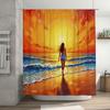 Vibrant Sunsets Shower Curtain Beaches Sunset Painting Waterproof Fabric For Bathroom Decorations