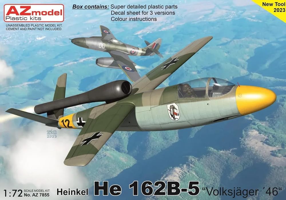 AZ Model 1/72 German He 162 B-5 Volksjäger 1946 Plastic Model Kit AZM7855