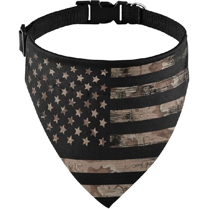 Fourth of July Dog Bandanas with Adjust Buckle American Flag Pet Triangle Scarf Washable Independence Day Dog Collar one Size