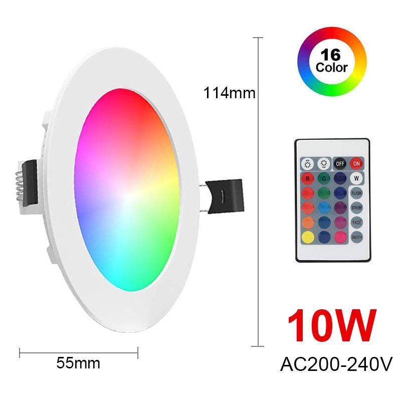 RGB LED Stropní svítidlo AC 10W/15W Stropní svítidlo AC 110V 220V Stmívatelné Stropní svítidlo Zapuštěná LED Bodová lampa S IR Dálkovým ovládáním Lampa
