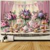 2D Elegant Tea Party Backdrop, Floral & Cupcake Garden Party Decoration