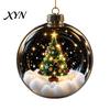 Glass Style Acrylic Sphere Baubles Christmas Glowing Decorative Ball, Lighted Ornament with Festive Scene, LED Holiday Light Balls Tree Hanging Decor