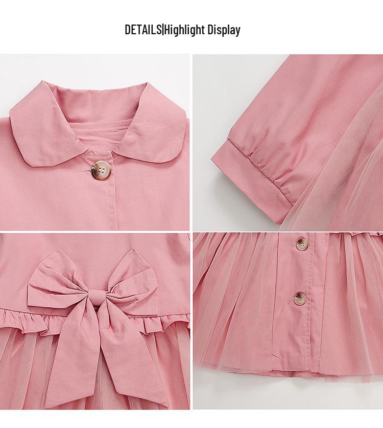 2025 Stilvoller Mädchen-Trenchcoat in mittlerer Länge für Frühling & Herbst