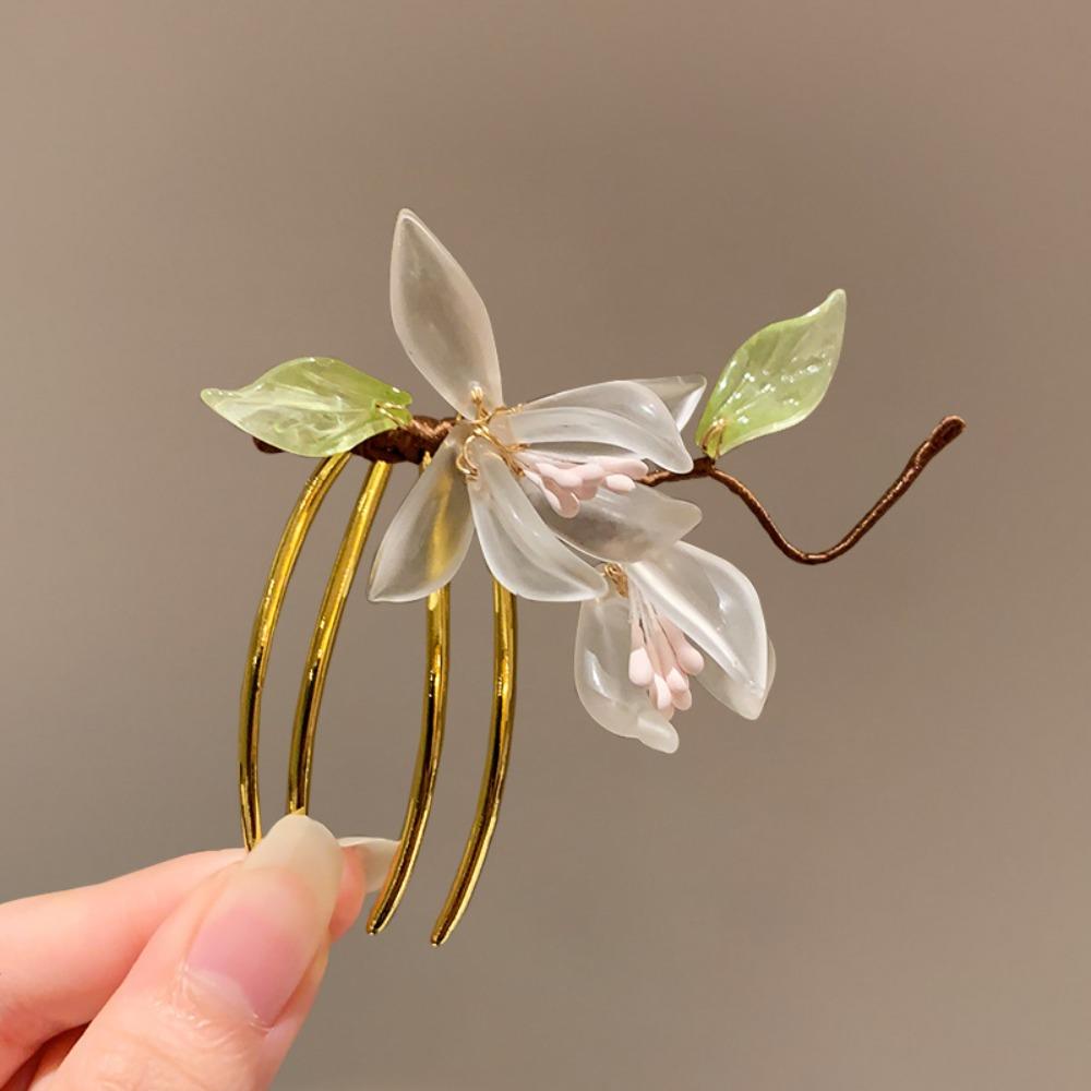Chinese Style Hair Stick U Shape Floral Hair Comb Classical Flower Hairpin