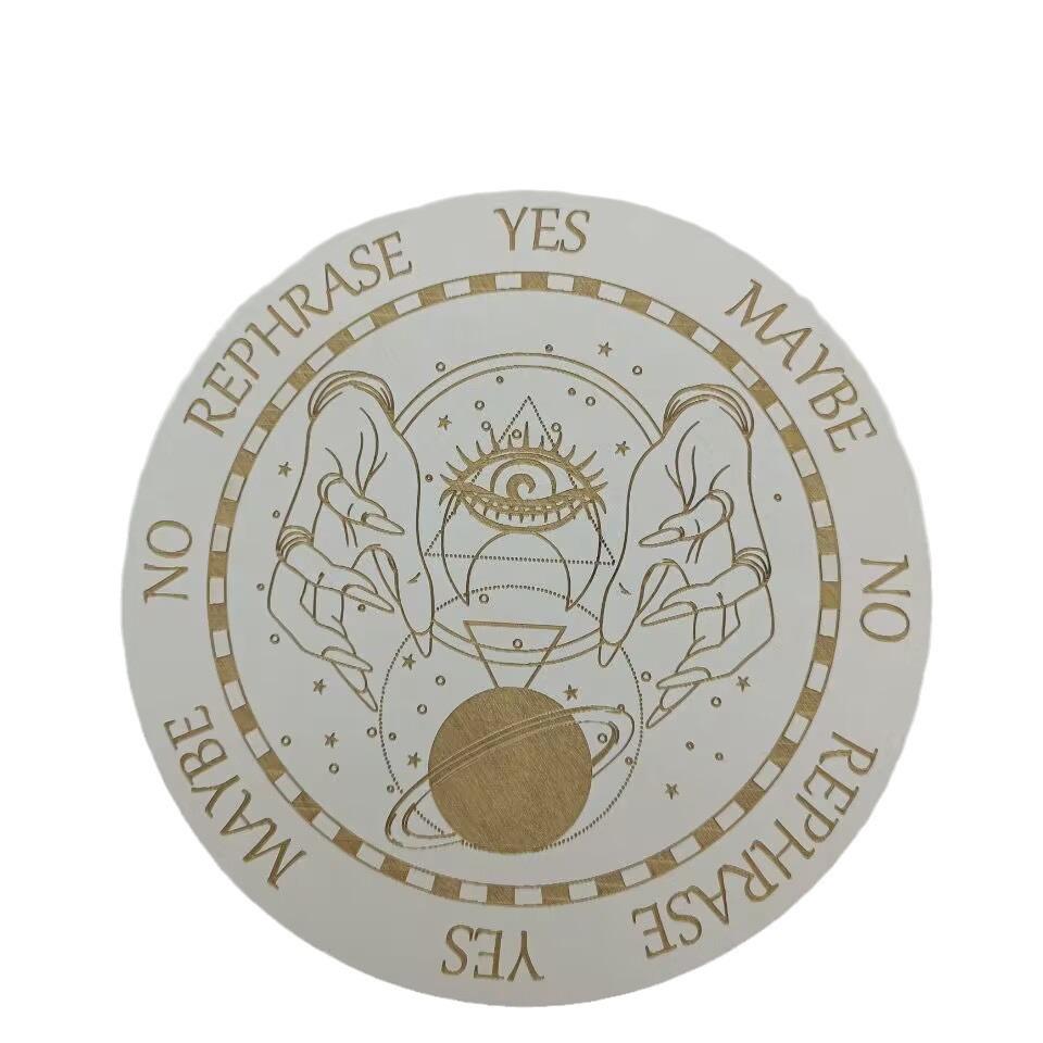 Black and White Seven-Star Array Wooden Energy Plate - Meditation and Home Decor