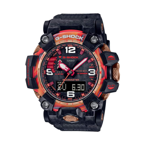 

Чоловічий радіокерований сонячний годинник Casio G-SHOCK 40th Anniversary Flare Red MUDMASTER GWG-2040FR-1AJR у чорному кольорі