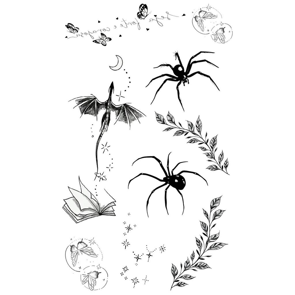 Y2K Sexy Butterfly English Cross Finger Waist Belly Tattoo Sticker Holiday Party Decoration Sticker