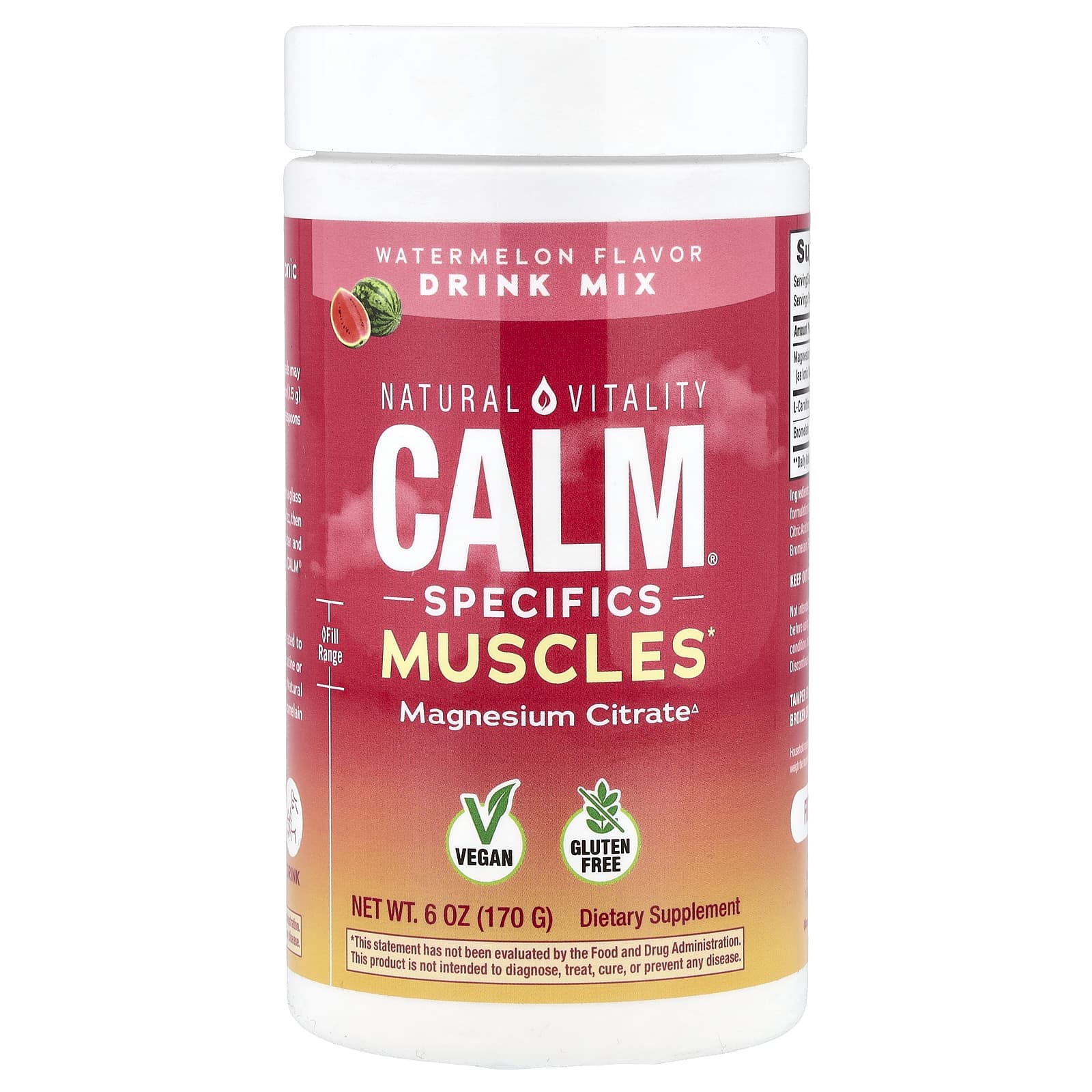 

Natural Vitality, CALM® Specifics Muscles, Magnesium Citrate Drink Mix, Watermelon, 6 oz (170 g)
