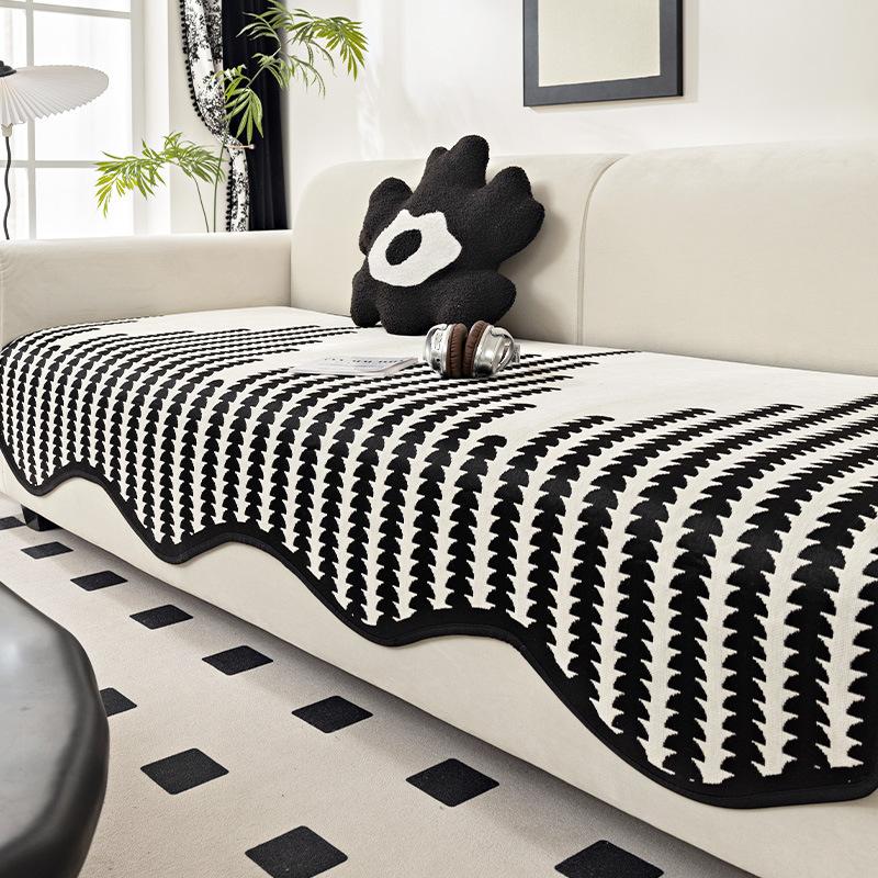 Special-Shaped Chenille Sofa Cover Pad New Light Luxury One-Piece Straight Non-Slip Leather Sofa Special Cover Seat Cushion