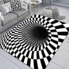 Optical Illusion Rug 3d Stereo Checkered Vortex Optical Illusions Rug Funny Sensation Of Falling Black White Non-slip Plaid Hole Area Rug For Dining