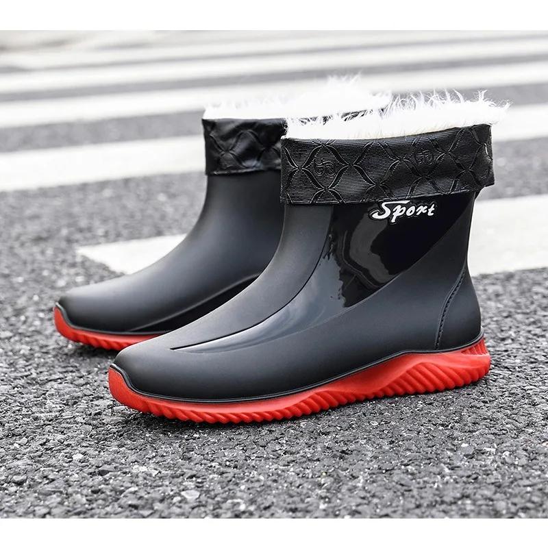 Men Rain Boots Chef Shoes Fishing Shoes Casual Waterproof Comfortable Fashion Non-slip Strong Wear-resistant Trend Large Size 44