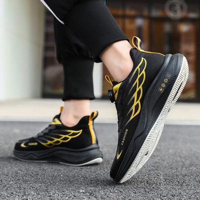 Rotary Buckle Shoes Men's 2025 New Breathable Mesh Running Shoes Shock-absorbing Youth Casual Shoes