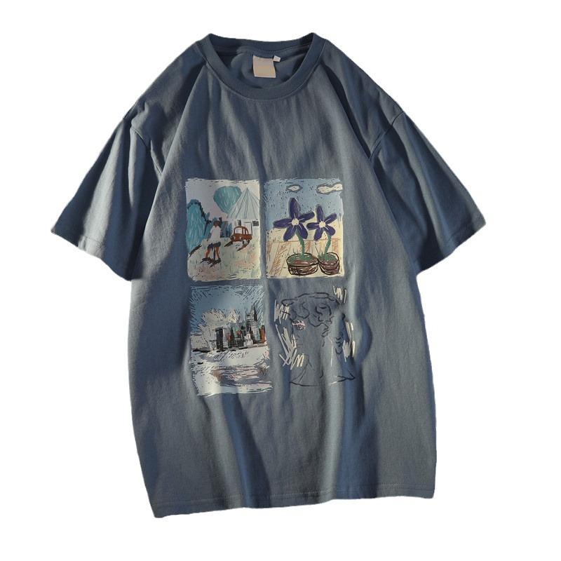 Loose Vintage Korean-Style Short-Sleeve T-Shirt for Women – Hong Kong Street Fashion