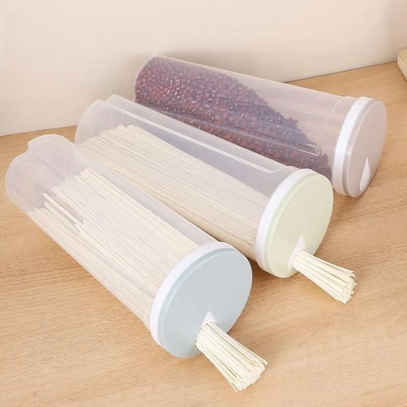 Modern Plastic Long-Noodle Storage Box with  Transparent Deep Food Container for Spaghetti Whole Grains Kitchen Canister