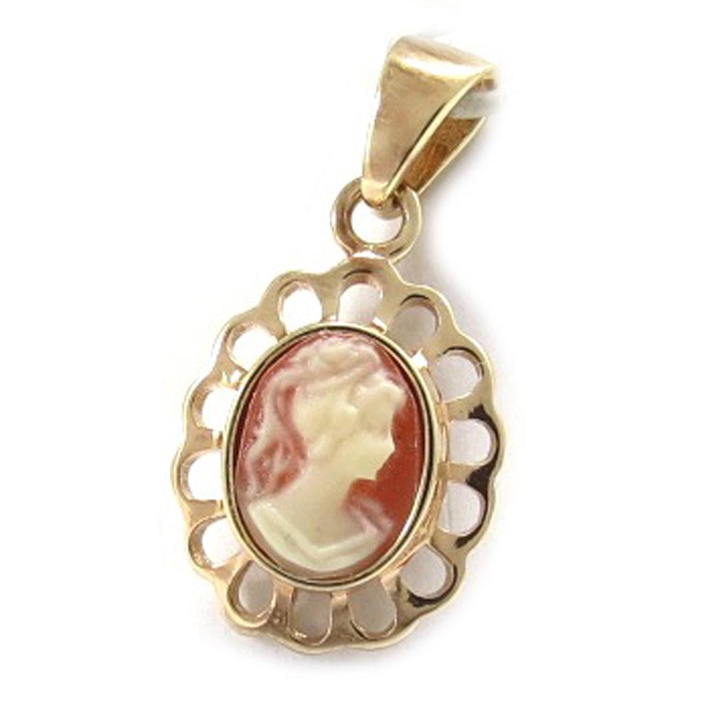 Les Trésors De Lily [D3328] - Pendentif Plaqué Or 'Chère Camee' orange/ Orange doré - 15x14 mm