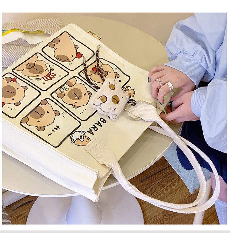 Korean Lazy Style Large Canvas Tote Bag - Fashionable, Versatile, High-End Women's Commuter Shoulder Bag