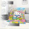 1pc Hello Kitty Garden Print Blanket - Home Decor, Seasonal Universal, Comfortable, Machine Washable, Suitable for All Ages, Great Gift for