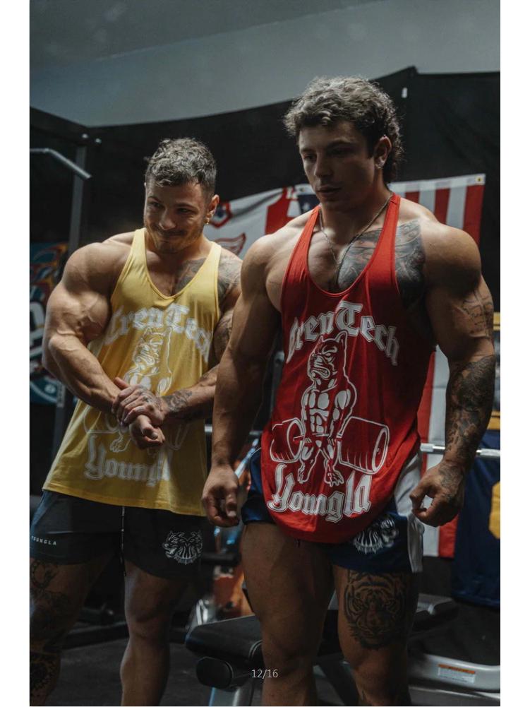 YoungLA Herren-Fitnessweste im amerikanischen Stil, ärmellos, Laufweste aus Baumwolle