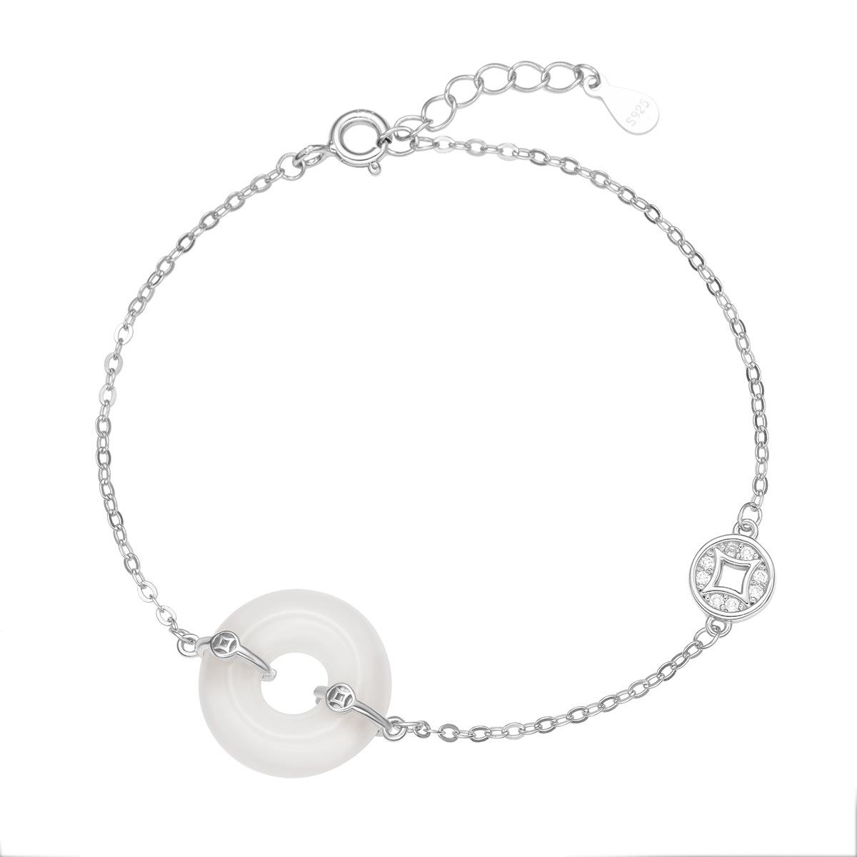 

S925 стерлингового серебра медная монета браслет с безопасной пряжкой женский династия ретро переплетенные руки удачи ювелирные изделия дворец серебряные украшения 925 silver