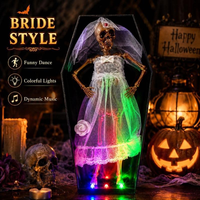 Espositore a Forma di Bara di Halloween con Azione Animata, Luce Interna e Suono per Styling di Feste e Scene Serale