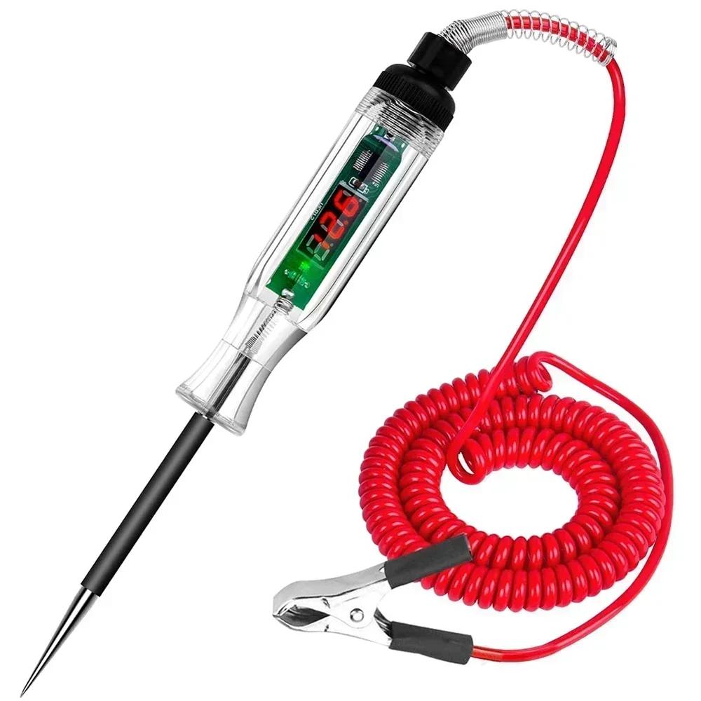 Car Truck Voltage High Quality Circuit Tester 6V 12V 24V DC Digital Display Long Probe Test Pen Automobile Diagnostic Tools