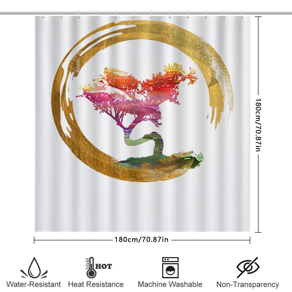 Watercolor Tree Shower Curtain Bathroom Decor Hand-Painted Wall Hanging Art Print For Home Decoration Size: 180X180Cm (72X72In)