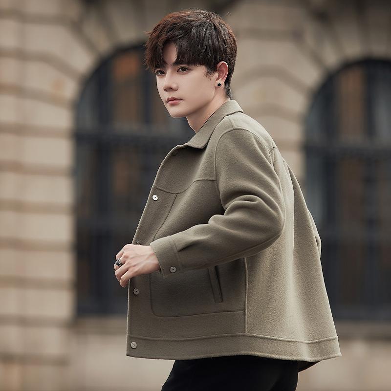 Men's Jacket Woolen Coat Autumn and Winter Casual Slim-fitting Trendy Handsome Double-sided Woolen Coat Men
