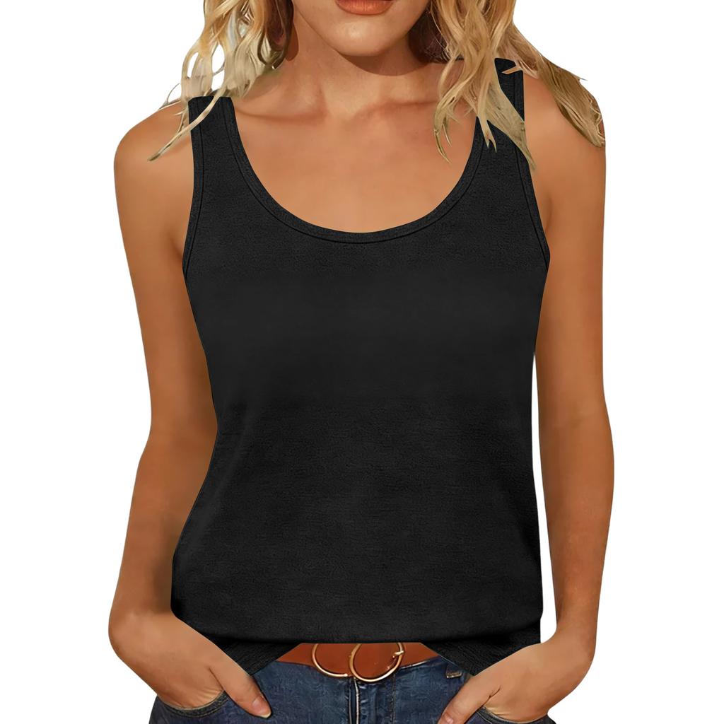 Women's Casual Tunic Tops To Wear With Leggings Sleeveless Summer Color Shirts Tanks Blouses