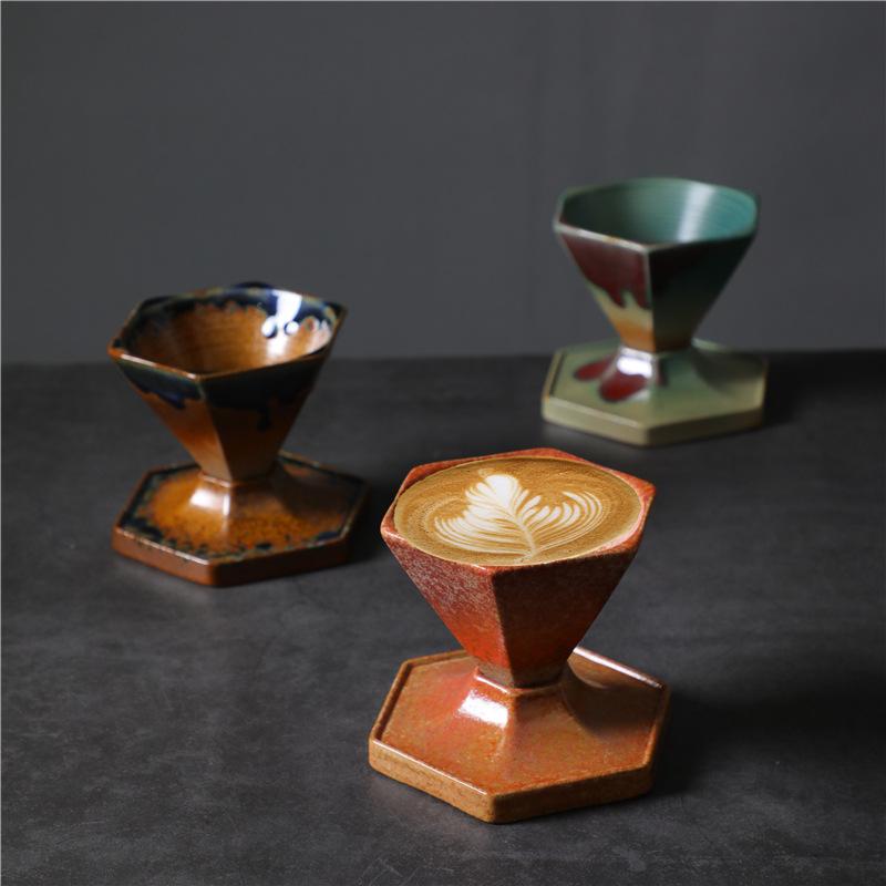 Creative Ceramic Cup Light Luxury Design Sense Retro Ceramic Water Cup Afternoon Tea Diamond Coffee Cup