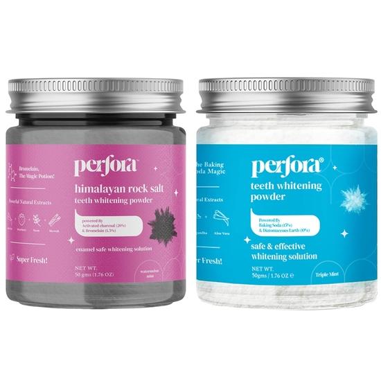 

Perfora Отбеливающий порошок для зубов Комбо Тройная мята и Активированный уголь | Безопасный для эмали и Эффективный отбеливающий раствор для зубов Стоматологический набор|